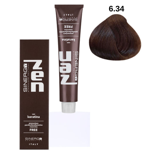 Безаміачна крем-фарба для волосся Sinergy №6/34 Темно-русий мідно-золотистий 100 мл