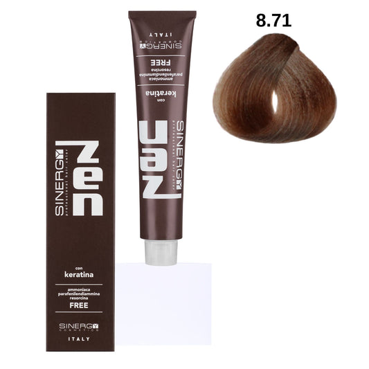 Безаміачна крем-фарба для волосся ZEN Sinergy 8/71 світло русявий коричнево-попелястий 100 мл