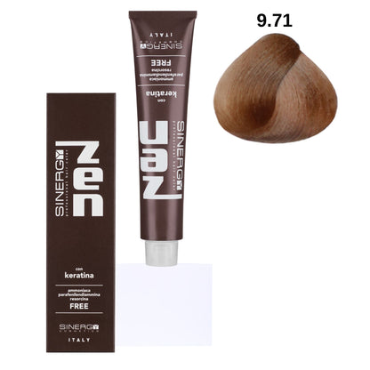 Безаміачна крем-фарба для волосся ZEN Sinergy 9/71 темний блонд коричнево-попелястий 100 мл
