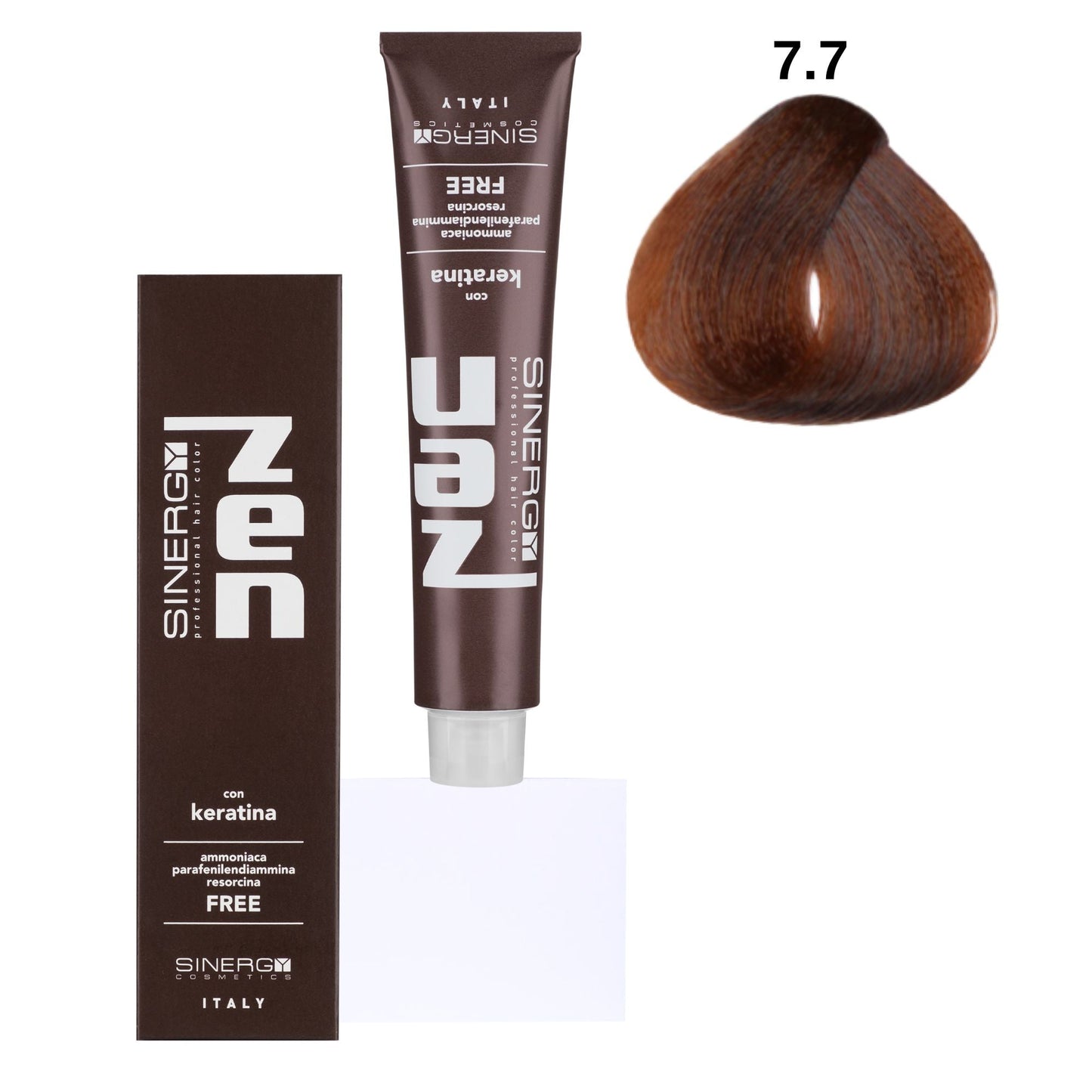 Безаміачна крем-фарба для волосся ZEN Sinergy 7/7 середньо русий коричневий 100 мл