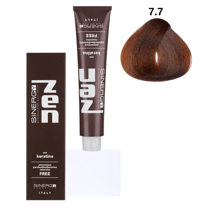 Безаміачна крем-фарба для волосся ZEN Sinergy 7/7 середньо русий коричневий 100 мл
