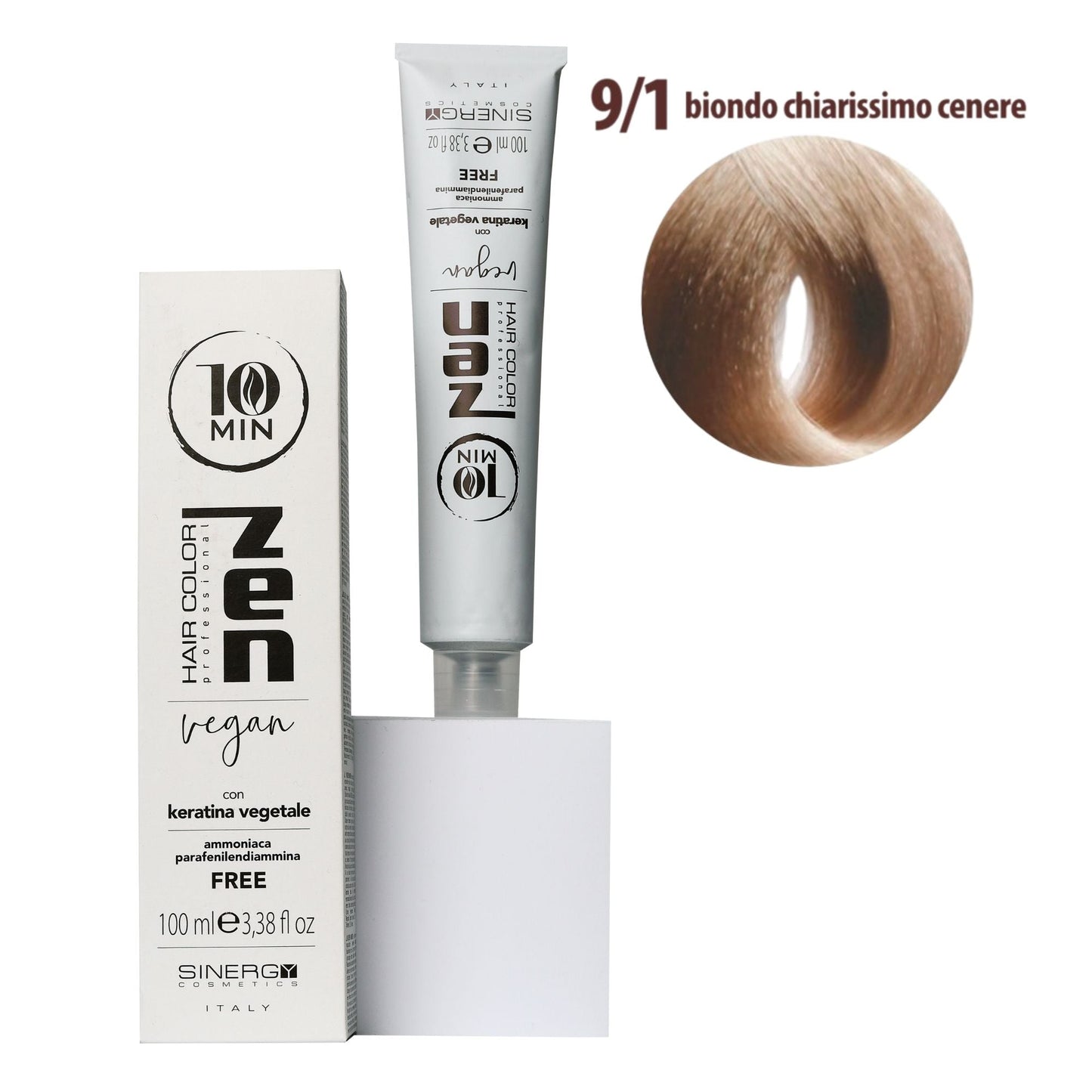 Тонуюча крем-фарба для волосся Sinergy ZEN 10min 9/1 дуже світлий попелястий блонд, 100мл