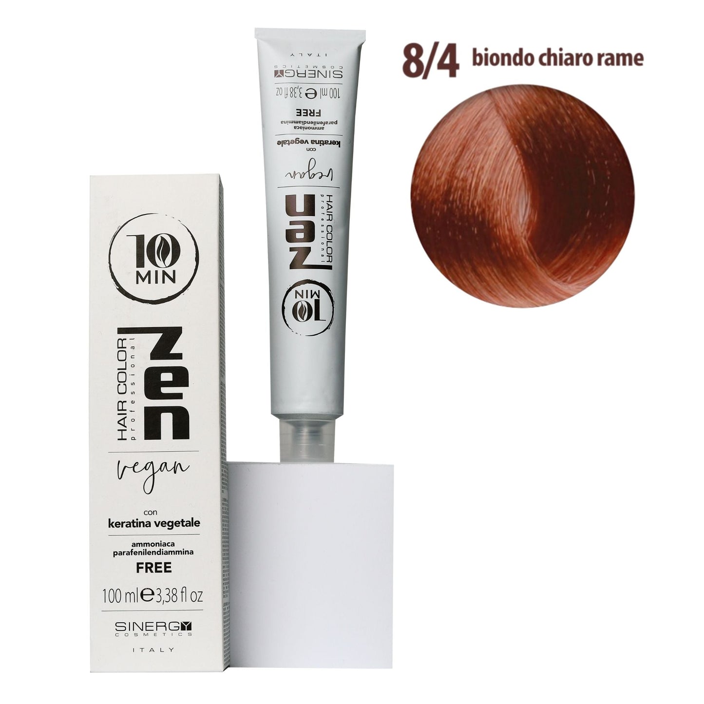 Тонуюча крем-фарба для волосся Sinergy ZEN 10min 8/4 легкий мідний блонд, 100мл