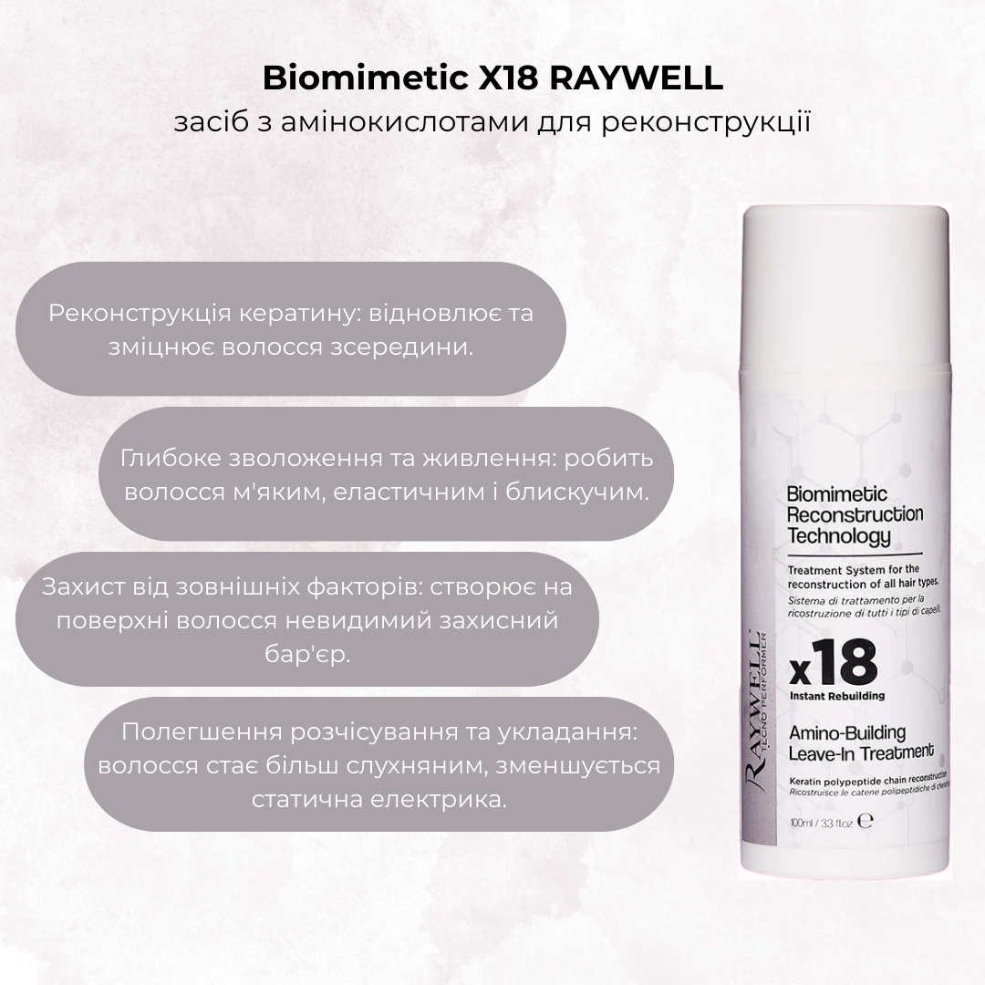 Засіб з амінокислотами для реконструкції Biomimetic X18 RAYWELL 100 мл