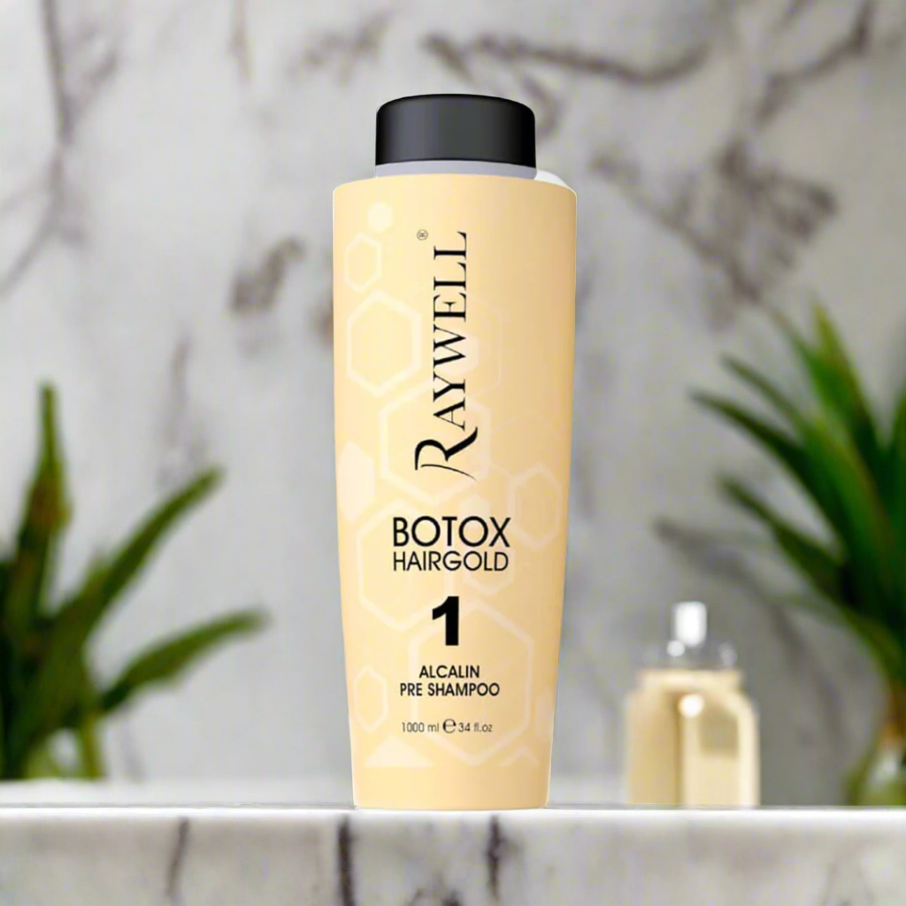 Шампунь для наповнення та зволоження тонкого волосся BOTOX Gold 24K RAYWELL 1000 мл