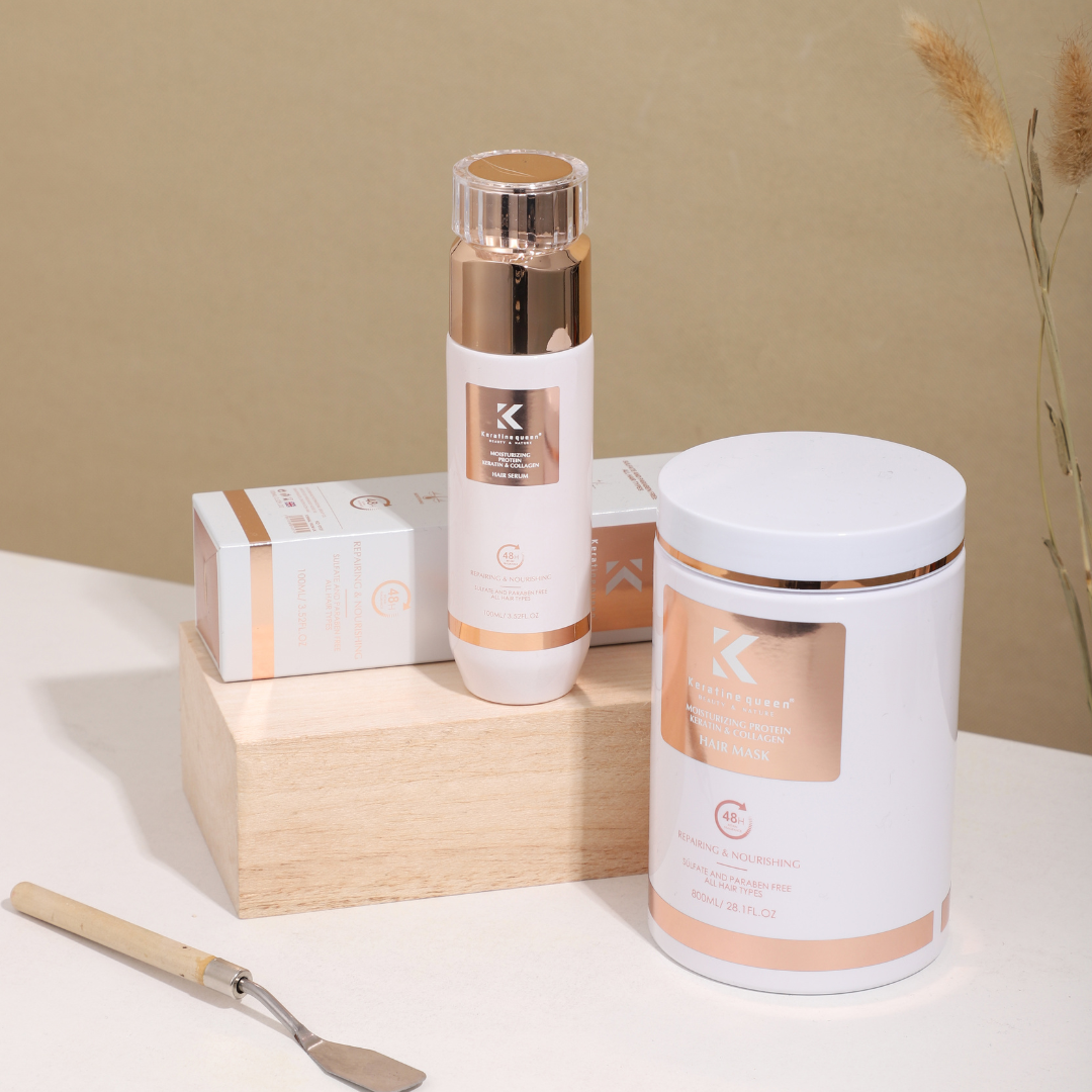 Маска для реконструкції сухого пошкодженого волосся з колагеном Keratin Queen, 800 мл