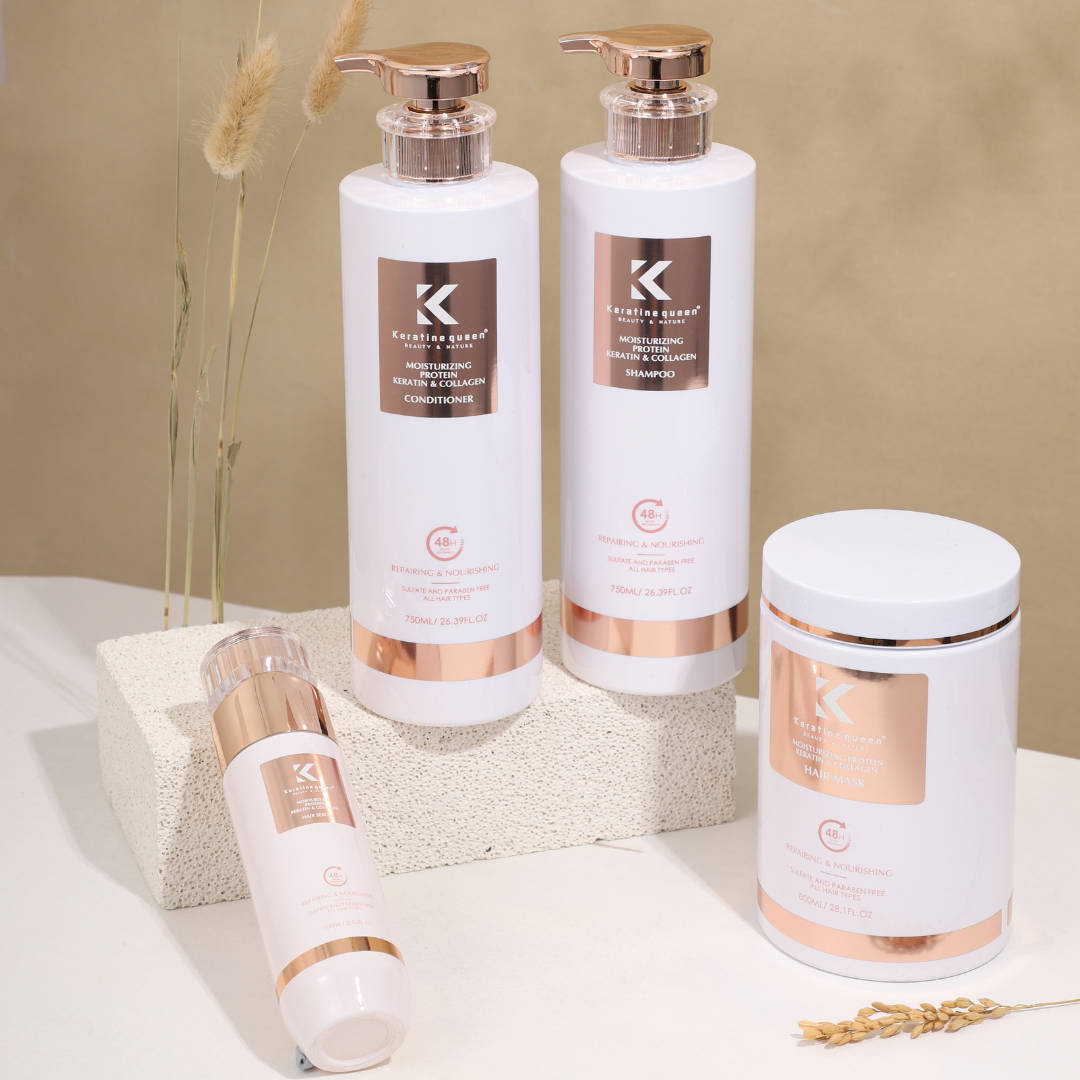 Шампунь для реконструкції сухого пошкодженого волосся з колагеном Keratin Queen, 750 мл