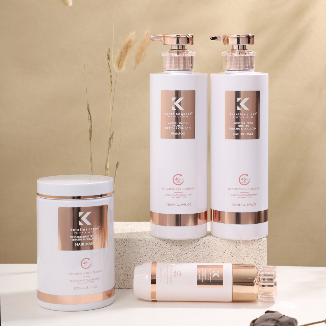 Шампунь для реконструкції сухого пошкодженого волосся з колагеном Keratin Queen, 750 мл